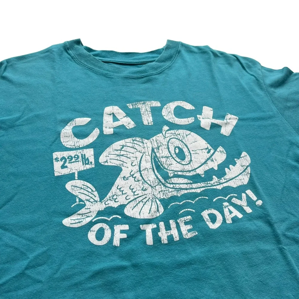 The Children’s Place Boy’s XL Blue Cotton Catch of the Day White Graphic T-Shirt